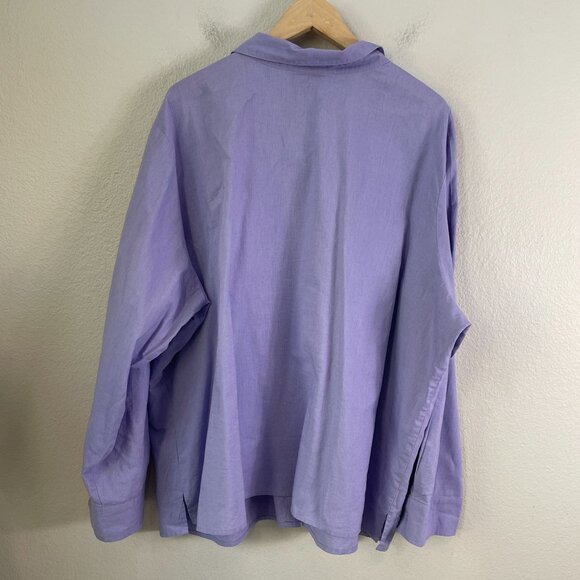 Quacker Factory Womens Plus 3X Lavender Linen Cotton Button Up Shirt Blouse - Picture 9 of 12